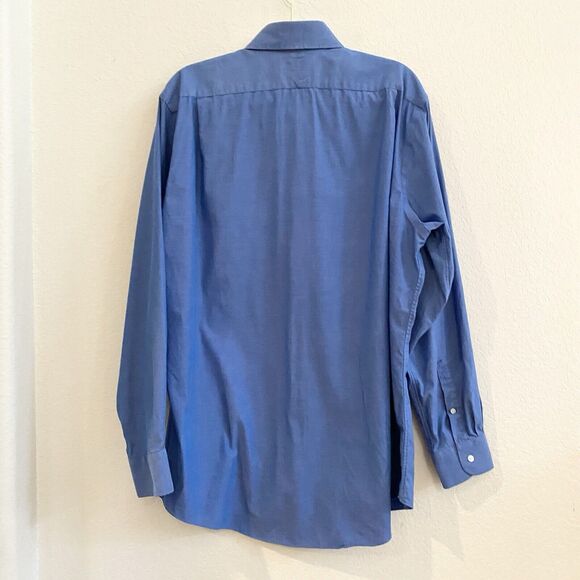 Nordstrom Mens Shop Blue Traditional Fit Non Iron Dress Shirt Sz 16 1/2 36 - Picture 6 of 13